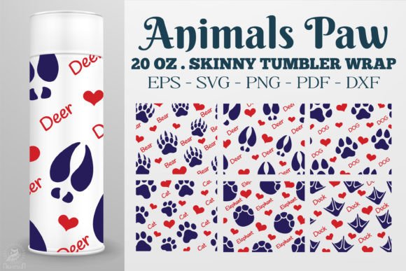 Animals Paw 20 Oz Tumbler Wrap