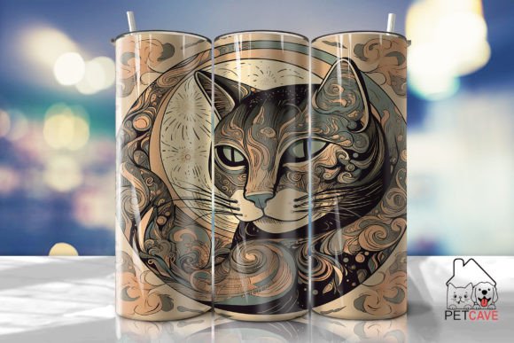Art Nouveau Cat Tumbler Wrap