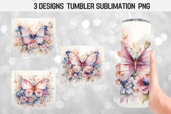 Butterflies Flower Shabby Chic Tumbler