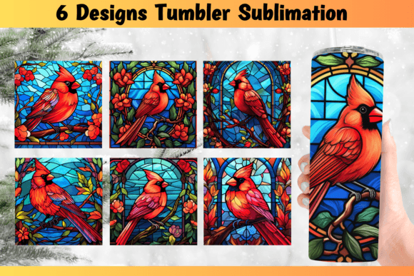 Cardinal Stained Glass Tumbler Sublimation