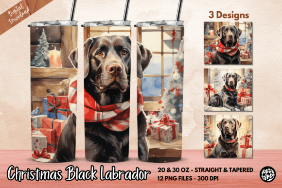 Christmas Black Labrador Tumbler Wrap