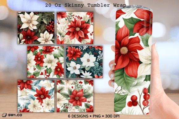 Christmas Flowers Tumbler Sublimation
