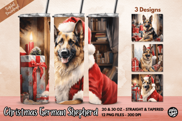 Christmas German Shepherd Tumbler Wrap