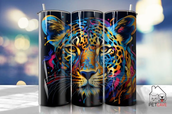 Colorful Leopard Head Tumbler Wrap