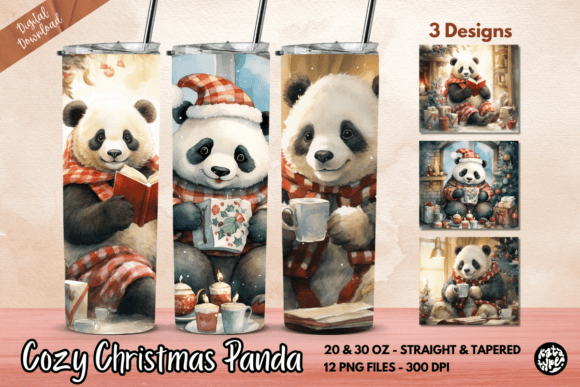 Cozy Christmas Panda Tumbler Wrap
