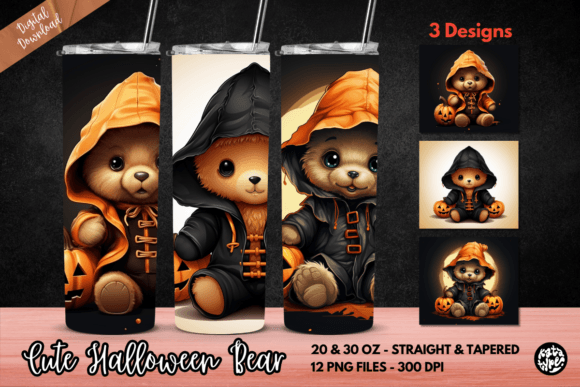Cute Halloween Bear Tumbler Wrap