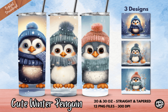 Cute Winter Penguin Tumbler Wrap