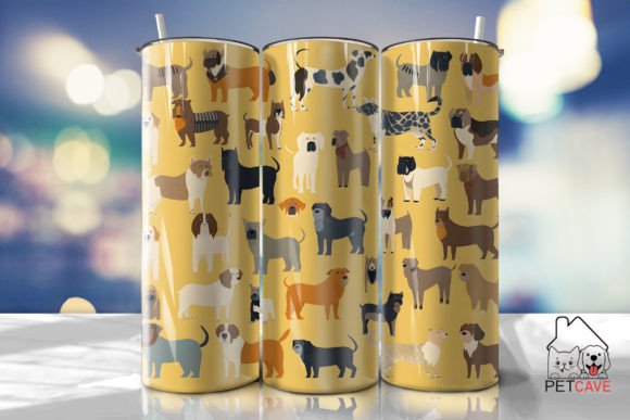 Dog Breeds Yellow Pattern Tumbler Wrap