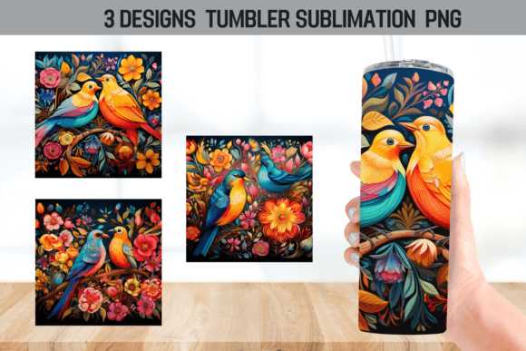 Elmfield Folk Birds Tumbler Wrap Sublima