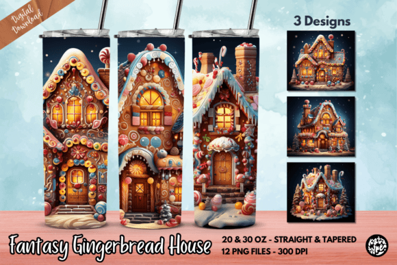 Fantasy Gingerbread House Tumbler Wrap