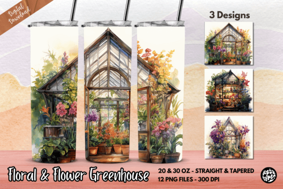 Floral Flower Greenhouse Tumbler Wrap