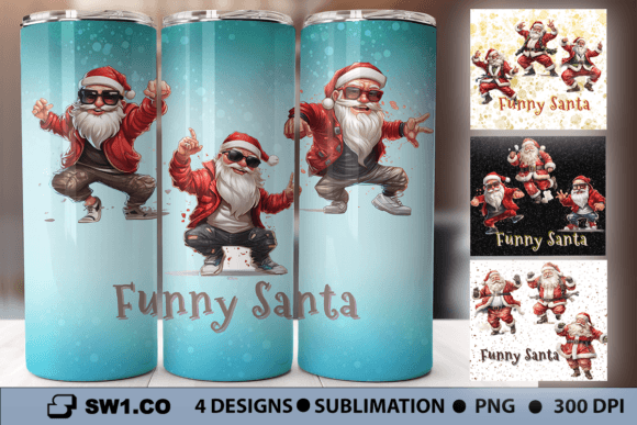 Funny Santa Christmas Tumbler Wrap PNG