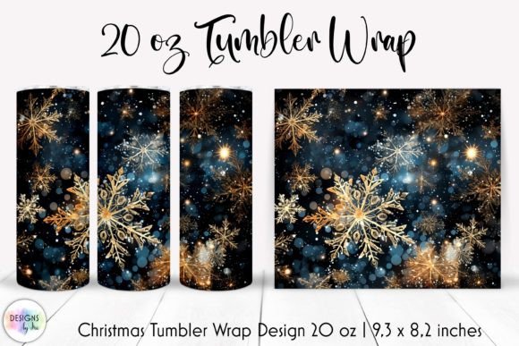 Golden Snowflakes Christmas Tumbler Wrap