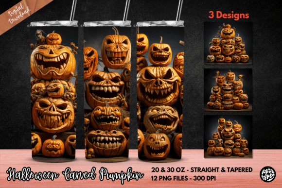 Halloween Carved Pumpkin Tumbler Wrap