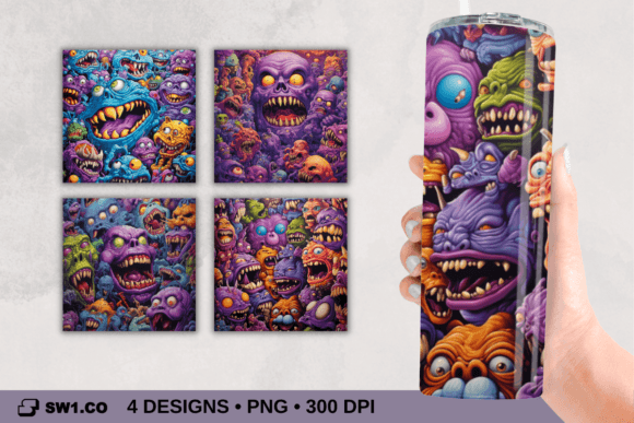 Halloween Monsters Tumbler Sublimation