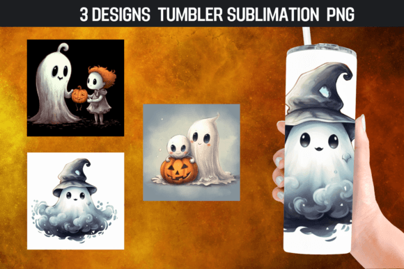 Halloween Spooky Ghost Tumbler Wrap