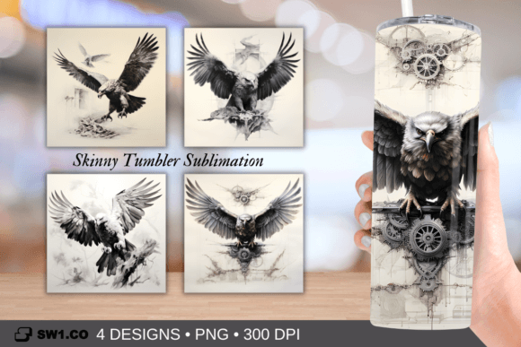 Hawk Pencil Drawing Tumbler Sublimation