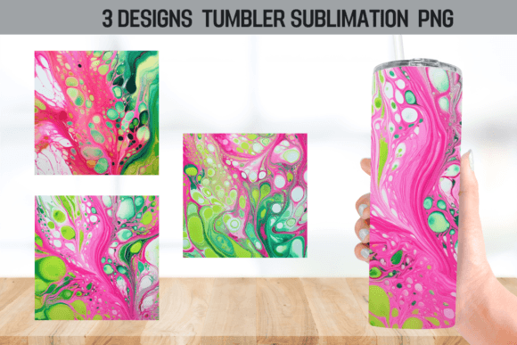 Pink Green Alcohol Ink Tumbler Wrap