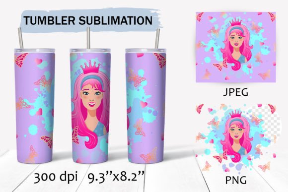 Pink Princess Tumbler Sublimation Wrap