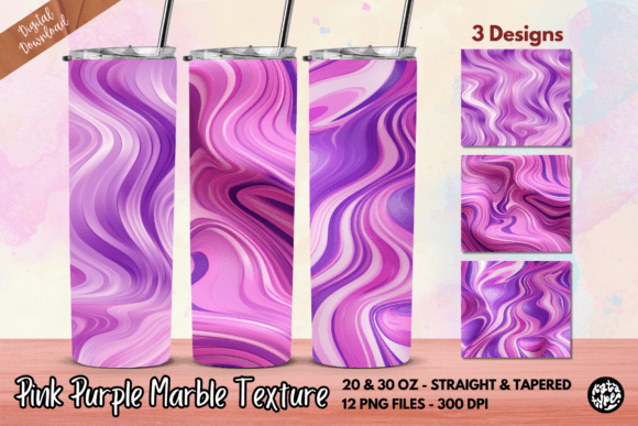Pink Purple Marble Texture Tumbler Wrap