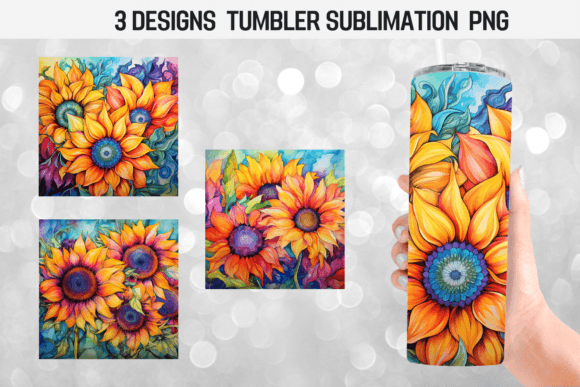 Pretty Alcohol Ink Sunflower Tumbler Wrap