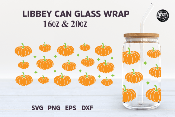 Pumpkins Libbey Can Glass SVG 16oz Wrap