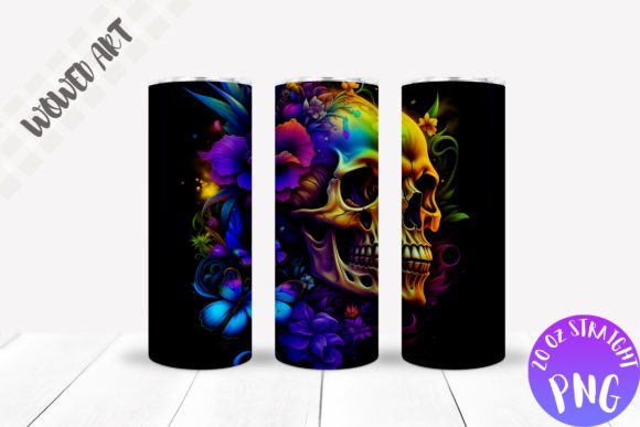 Skull 20 Oz Skinny Tumbler Wrap