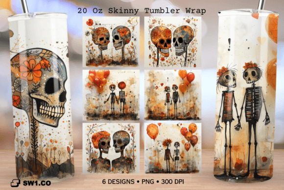 Skull Fall Sugar Tumbler Sublimation PNG