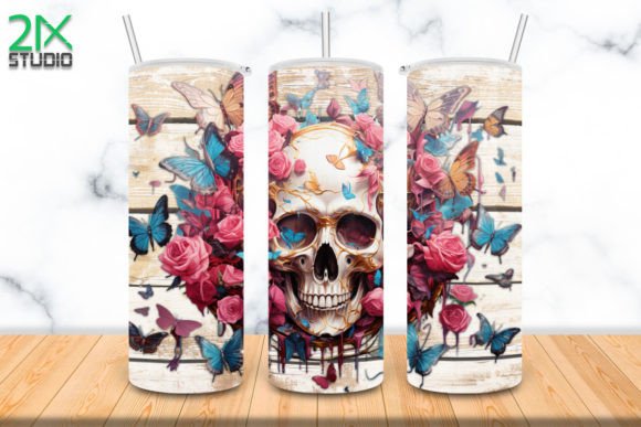 Skulls and Butterflies 20oz Tumbler Wrap