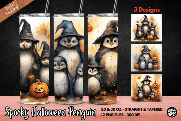 Spooky Halloween Penguin Tumbler Wrap