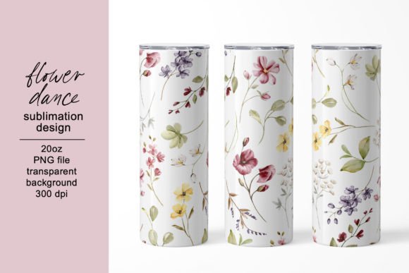 Tumbler Sublimation Design with Flowers