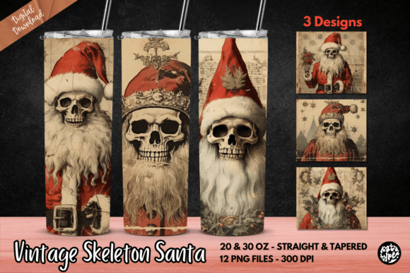 Vintage Skeleton Santa Tumbler Wrap