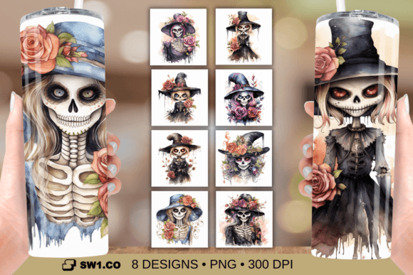 Voodoo Skeleton Witch Tumbler Wrap