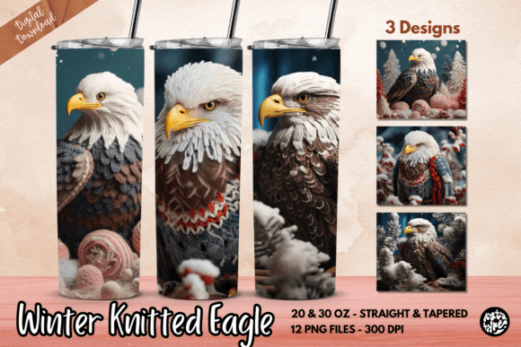 Winter Knitted Eagle Tumbler Wrap